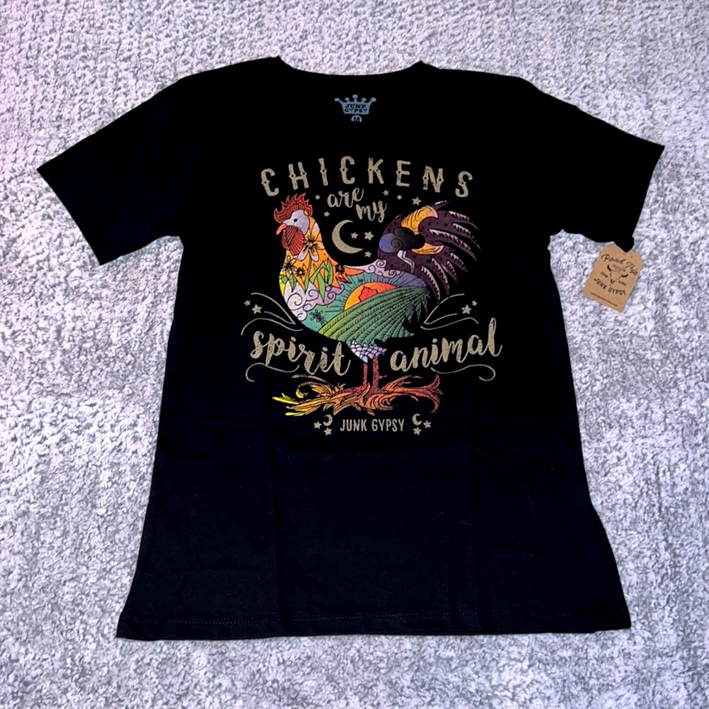 JUNK GYPSY “CHICKENS ARE MY SPIRIT ANIMAL” TEE